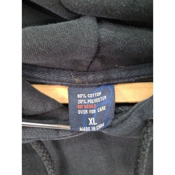 Y2K Black Helmet Mens Hooded Sweatshirt Sz XL Firefighter - Picture 8 of 11